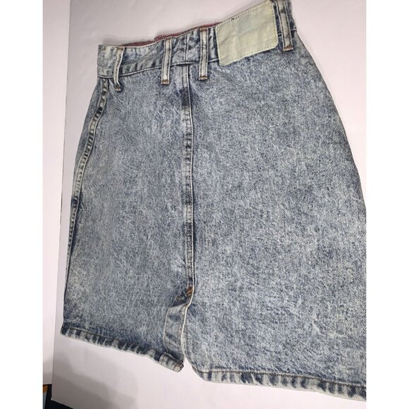 Vtg Bongo Acid Wash Denim Skirt Juniors Sz 5 Pencil - Picture 2 of 8